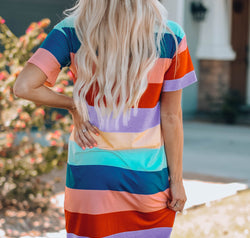 Women Color Block Side Slit Mini Dress