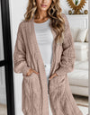 Cable-Knit Dropped Shoulder Slit Cardigan