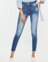 Kancan Distressed Raw Hem High Waist Jeans