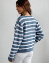 Woven Right Striped Button Front Cardigan