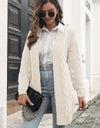 Open Front Cable-Knit Cardigan