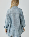 RISEN Distressed Raw Hem Denim Shirt