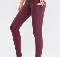 Wide Waistband Slim Fit Long Sports Pants with Pocket