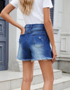 Distressed Raw Hem Denim Shorts