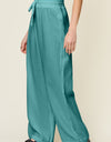 Double Take Full Size Texture Drawstring Wide Leg Pants