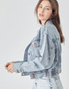 RISEN Full Size Button Down Cropped Denim Jacket