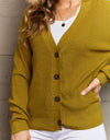 Zenana Kiss Me Tonight Full Size Button Down Cardigan in Chartreuse