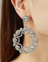 Alloy Rhinestone Round Drop Earrings