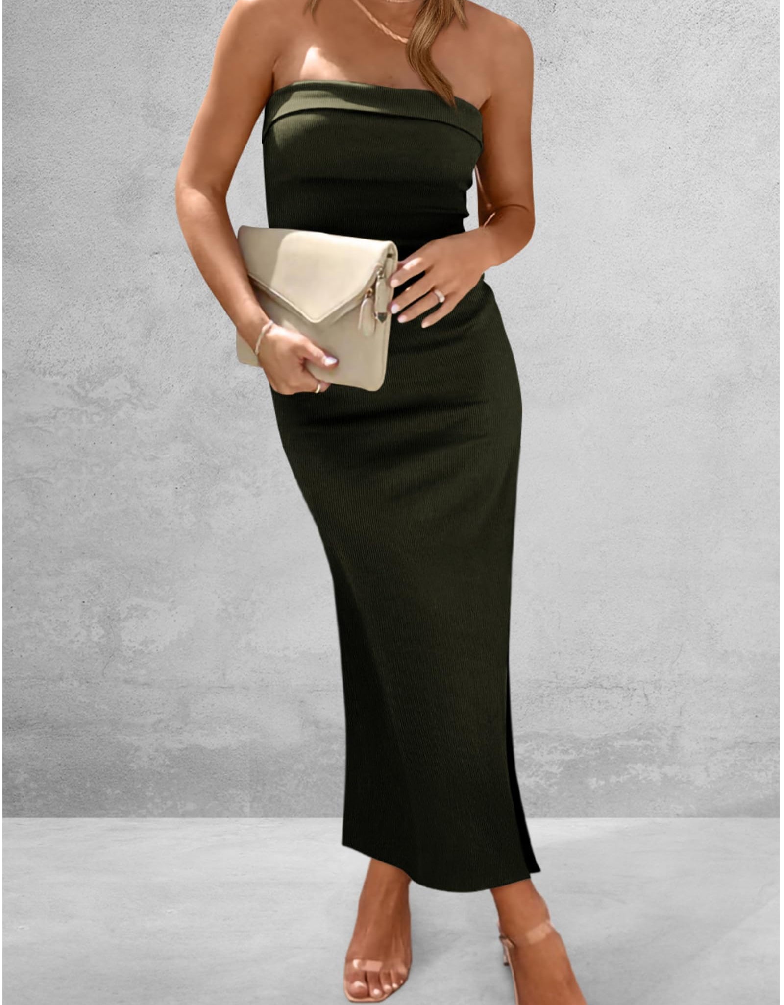 Slit Tube Midi Dress