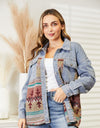 Collared Neck Dropped Shoulder Denim Jacket