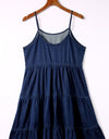 Spaghetti Strap Tiered Denim Dress