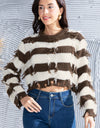 Striped Fringe Round Neck Sweater