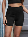 Exposed Seam Decorative Button Yoga Shorts