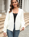 Fringe Trim Open Front Cardigan