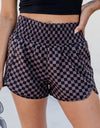 Checkered Elastic Waist Shorts