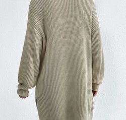 Open Front Dropped Shoulder Slit Cardigan