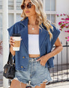 Buttoned Up Collared Neck Denim Top