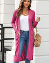 Open Front Slit Cardigan with Pockets