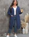 Plus Size Long Sleeve Pocketed Cardigan