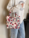 Printed Canvas Handbag with Zipper