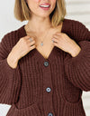 Pocketed Button Up Dropped Shoulder Cardigan