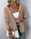 Zip-Up Drawstring Detail Hooded Cardigan