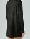 Round Neck Slit Sheer Tunic Sports Top