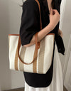 Striped Straw Tote Bag