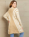 Woven Right Two-Tone Open Front Fuzzy Longline Cardigan