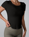 Cutout Round Neck Short Sleeve Active T-Shirt