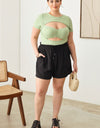 Zenobia Plus Size Drawstring Elastic Waist Shorts with Pockets