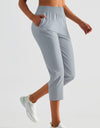 Elastic Waist Cropped Sports Pants