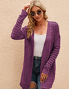 Openwork Horizontal Ribbing Open Front Cardigan