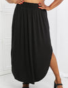 Zenana It's My Time Full Size Side Scoop Scrunch Skirt in Black