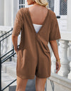 Lovelet Backless Round Neck Half Sleeve Romper