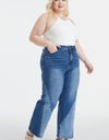 BAYEAS Full Size High Waist Two-Tones Patched Wide Leg Jeans