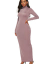 Mock Neck Long Sleeve Maxi Slim Dress