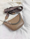 PU Leather Chain Trim Crossbody Bag