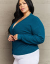 Zenana Kiss Me Tonight Full Size Button Down Cardigan in Teal