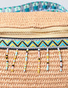 Bead Trim Straw Weave Crossbody Bag