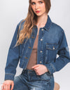 Love Tree Raw Hem Button Up Cropped Denim Jacket