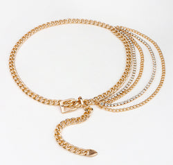 Rhinestone Decor Metal Chain Belt