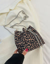 Animal Print Nylon Bucket Bag