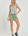 RISEN Mid Waist Frayed Hem Denim Shorts