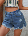 Distressed Raw Hem Denim Shorts