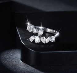 2.6 Carat Moissanite 925 Sterling Silver Bypass Ring