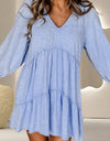 V-Neck Three-Quarter Sleeve Denim Dress