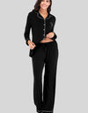 Collared Neck Long Sleeve Loungewear Set with Pockets