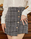 High Waist Buttoned Mini Skirt