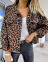 Leopard Raw Hem Denim Jacket